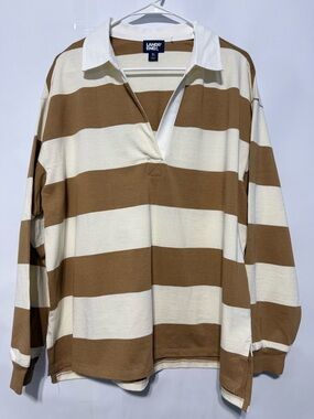 Lands' End Women’s Brown Rugby Polo Top Size XL NWOT